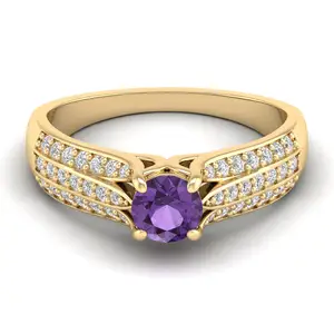 定制紫水晶宝石和辉石戒指女性水晶925纯银珠宝结婚求婚周年礼物