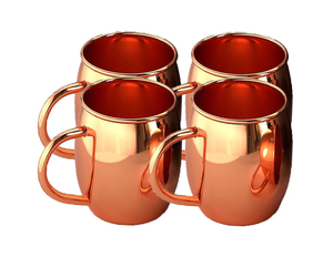 <b>Set</b> of 4 Pure Solid 16 oz Copper <b>Mugs</b> Moscow Mule Beer Glasses with Smooth Finish No Lining Solid Copper - Product Image 1