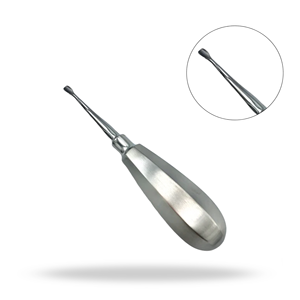 Élévateur dentaire chirurgical à pointe d'aile de 4 mm, courbé vers l'arrière, pour l'extraction dentaire et l'élévation radiculaire - Product Image 1