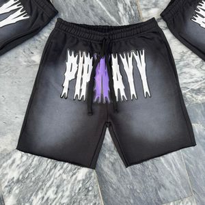 Pantalones cortos de hombre de rizo francés con serigrafía DTG personalizada, ropa de calle Vintage de algodón 100% lavado con ácido desteñido al sol con dobladillo crudo - Product Image 2