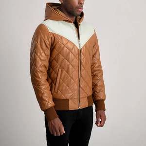 Veste bomber en cuir d'agneau véritable Norman Tan, à capuche, avec fermeture éclair, style décontracté réversible, taille XS - Product Image 2