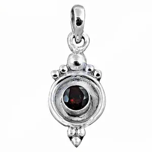 Pendentif en grenat à facettes géométriques pour femmes - Argent sterling plaqué rhodium - Bijoux tendance - Product Image 3