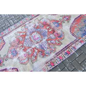 Turkish Area Rug 4.4x8.2 ft, <b>Red</b> Blue Ombr Rug <b>Wool</b> - Product Image 5