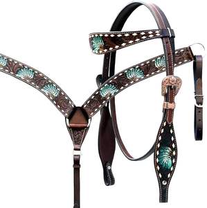 Venta al por mayor logotipo personalizado ecuestre occidental cuero Headstall costura elegante equipo de equitación tachuelas combinación para jinetes - Product Image 1