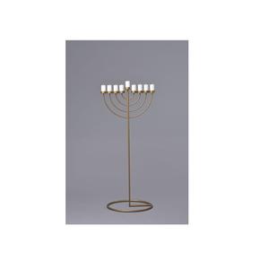 Chandelier Menorah à 9 branches en aluminium de luxe plaqué nickel pour les fêtes, design classique traditionnel, décoration d'intérieur - Product Image 1