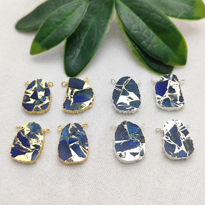 Chapado en oro azul Mohave turquesa conector dijes colgante DIY collar hacer joyería fabricante cristiano en la India al por mayor - Product Image 3