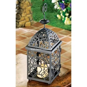Lanterne en métal de haute qualité noir fini forme marocaine pour noël et décor de table à la maison lanterne suspendue - Product Image 2