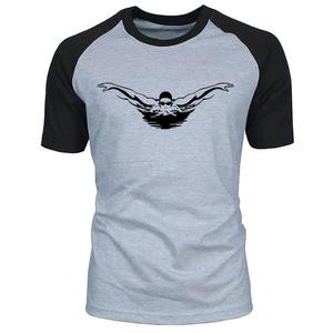 Nadador piscina deporte moda hombres camiseta verano camiseta algodón hombres Raglan manga corta cuello redondo Streetwear camiseta Top - Product Image 2