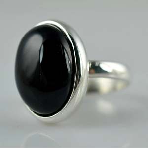 Navya Craft 925 Sterling Silver Women's <b>Statement</b> Boho <b>Ring</b> Handmade Black Onyx Oval December Birth Gemstone Jewelry for - Product Image 6