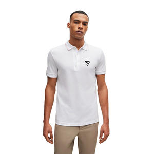 T-shirt polo en coton blanc de haute qualité pour homme, respirant et écologique avec broderie de logo personnalisée - Product Image 1
