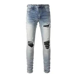 Calça jeans de lápis jeans para homens, novidade casual slim fit jeans colorida para uso ao ar livre