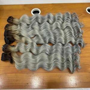 ผมต่อแบบเวฟหลวมสีเทาธรรมชาติ คุณภาพสูง 100% เกรดเวอร์จิ้น เรมี  แบบดับเบิ้ลเวฟท์  สำหรับต่อผมด้วยเครื่อง - Product Image 3