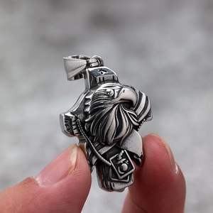 yunnique Vintage Stainless Steel Pendant Necklace Single-Sided <b>Cross</b> Eagle Head Design Trendy Style for Men Buddhism Religious - Product Image 4