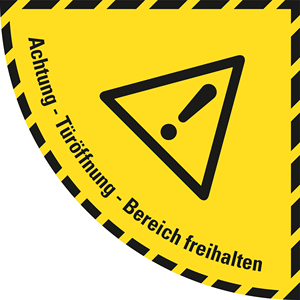 Cinta de Advertencia Autoadhesiva para Suelo, Señalización de 1/4 de Círculo, "Atención: Mantener el Pasillo Libre de Objetos", Larga Duración, LG-SCHILD1/4-7 - Product Image 1