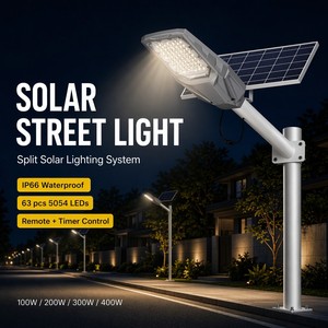Lampione Solare LED ad Alta Potenza 100W-400W per Esterni, Impermeabile IP66, con Sensore di Movimento e Telecomando per Giardino - Product Image 1