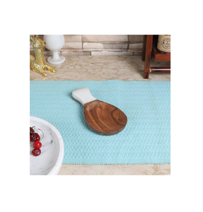 Cuchara de cocina de madera y mármol tallada a mano con reposapiés Cucharas de mezcla de madera hechas a mano Soporte de cuchara para utensilios de cocina - Product Image 3