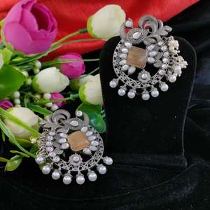 Exquisitos Pendientes de Piedra Monalisa con Diseño de Pavo Real Oxidado de Vjoshijewels, Encanto Rústico, Atractivo Atemporal que Agrega Sofisticación y Moda - Product Image 3