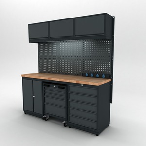 SteelX Banc de rangement pour garage Chariot à outils en métal Comptoir en bois Série pro modulaire Tiroirs en acier Chariot à outils - Product Image 3