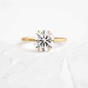 Diamante de moissanita de corte redondo Vintage elegante de plata 925 con colección de anillos de compromiso de Halo oculto de TISHYA DIAMOND - Product Image 6