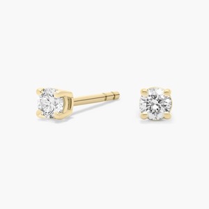 14K Solid Gold H-I I1 Round Lab Grown Diamond Prong <b>Stud</b> <b>Earrings</b> 0.20 Ct Total Push Back Prong Setting <b>Fine</b> Jewelry - Product Image 1