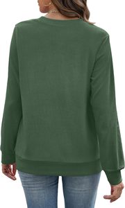 Sweatshirts pour femmes à col rond émeraude - Streetwear tendance avec badge sur le devant, 100% coton, manches longues, pull-over - Product Image 2