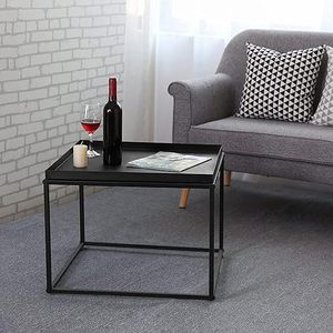 Modern Round Pattern Iron Coffee & <b>Side</b> <b>Table</b> for Home & Gym New Square Frame Black Powder Coated Leisure Metal Material - Product Image 5