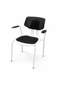 Mesa de Comedor Moderna de Madera Maciza Rectangular con Base de Metal y Sillas con Respaldo Perforado, Juego de Muebles de Comedor para 6 Personas, Comercial - Product Image 3