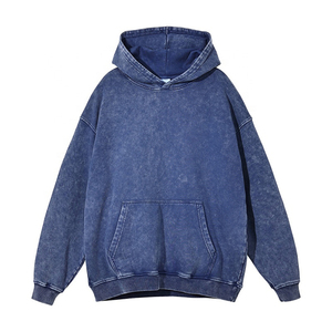 Design personnalisé Vintage Streetwear Hoodie 100% coton lavé à l'acide poids lourd surdimensionné français polaire imprimé motif saison d'hiver - Product Image 1