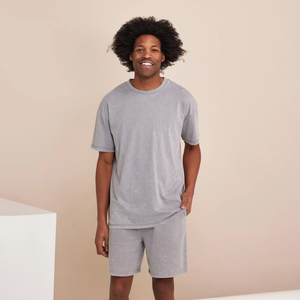 Unisex Acid Washed <b>Tie</b>-Dye Printed Cotton T-Shirt Shorts Combo Oversized O-Neck Leisure Style Quick Dry Heavyweight <b>Knitted</b> 100% - Product Image 2