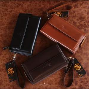 Pochette en cuir de vache indonésienne de qualité supérieure fabriquée à la main longue fermeture éclair sac à main avec dragonne et intérieur spacieux - Product Image 6