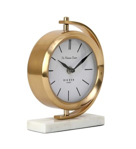 DECOR Modern Circular Iron Desk <b>Clock</b> Quartz Movement Needle Display Silent Non-Ticking Gold Finish Home Office - Product Image 4