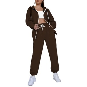 ชุดวอร์มผู้หญิงขายส่ง แบบสองชิ้น ผ้าฝ้ายฟลีซ 100% ระบายอากาศดี สไตล์ดิสเทรส สำหรับฤดูหนาว คุณภาพสูง พร้อมโลโก้ ไซส์ปกติ - Product Image 1