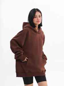 Unisex Winter Pullover Hoodies & Sweatshirts 380g Heavy <b>Weight</b> Velour 100% Cotton Casual Oversized Long Blank <b>Women</b> Front Logo - Product Image 3