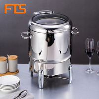 Chauffe-plats rond en acier inoxydable avec couvercle en verre pour buffets de grande capacité, soupes et plats chauffants électriques