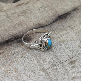 Anillo de piedras preciosas turquesa hecho a mano en Plata de Ley 925 anillo bohemio de plata sólida para mujer joyería de piedra azul Natural - Product Image 3