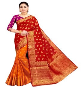 Sari de lujo de seda indio de diseñador Sari de seda de aspecto rico mayorista señoras usan Sari para las temporadas de verano Sari de impresión especial - Product Image 1