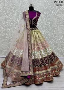 Ropa de fiesta de diseño Lehenga Choli con encaje bordado y parche colorido - Product Image 4