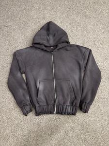 Tendance mode usine taux le plus demandé fermeture éclair à capuche bouffée imprimé 100% coton hiver polaire unisexe sweats à capuche prix pas cher - Product Image 4