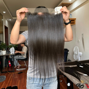 Precio al por mayor producto suizo encaje transparente y encaje HD 13x6 pelo liso Natural Frontal 100% cutícula alineada cabello humano Real - Product Image 3