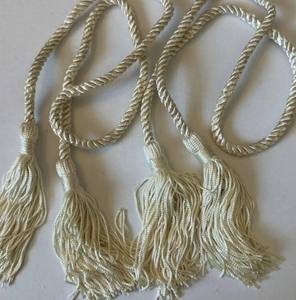 Attache de rideau en coton rayonne et lin ivoire avec pompon, attache de rideau Conso, nouveau - Product Image 2