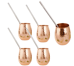 Authentic Indian Ayurvedic Copper Metal Bottle with Tumblers Handmade <b>Drinkware</b> Set for Celebrations, Gifting, and Daily Use - Product Image 2