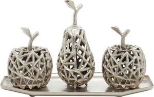 Pièce maîtresse de table à fruits argentée moderne présentoir artistique en métal pour la décoration intérieure de la maison, de la cuisine, du bureau et des cadeaux - Product Image 3