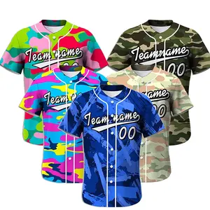 Camiseta de béisbol de calle, camisa de manga corta con botones y número, personalizada, uniforme de equipo de Softball
