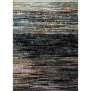 พรมขนสัตว์และไหมถักมือสีเทาและสีดำ รุ่น Ela-304 ลายทาง ทอแบบเรียบ สำหรับบ้านและทางเดิน พรมห้องรูปสี่เหลี่ยมผืนผ้า - Product Image 1