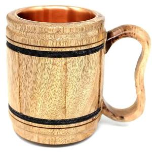 Taza de madera clásica ecológica hecha a mano con asa para el hogar, oficina, uso en el hotel, precio bajo - Product Image 1
