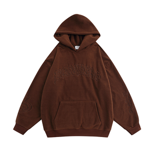 เสื้อมีฮู้ดสีเบจธรรมดาขนาดใหญ่สำหรับผู้ชายเสื้อผ้าแนวสตรีทผ้าฝ้าย100% สินค้า OEM คุณภาพระดับพรีเมียม - Product Image 3