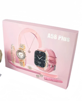 8 en 1 coffrets cadeaux avec bijoux pour femmes costumes A58 Plus Smartwatch écran tactile Fitness Tracker dames montre intelligente pour femmes A58plus