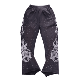 Broderie personnalisée lavage à l'acide fermeture éclair en détresse 500 Gsm coton éponge français à capuche pantalon de survêtement évasé sueur 100% coton hiver - Product Image 5