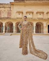Bollywood Designer Party Wear Blouse Saree en filet mono de qualité lourde avec vente en gros de travaux de broderie à paillettes lourdes de 5mm d'Inde