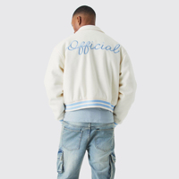 Collection Hiver – Blouson Teddy Homme Taille Adulte – Col Montant – Tissu Toile Écologique – Coupe-Vent – Motif Lettres sur le Devant – Coupe Confortable